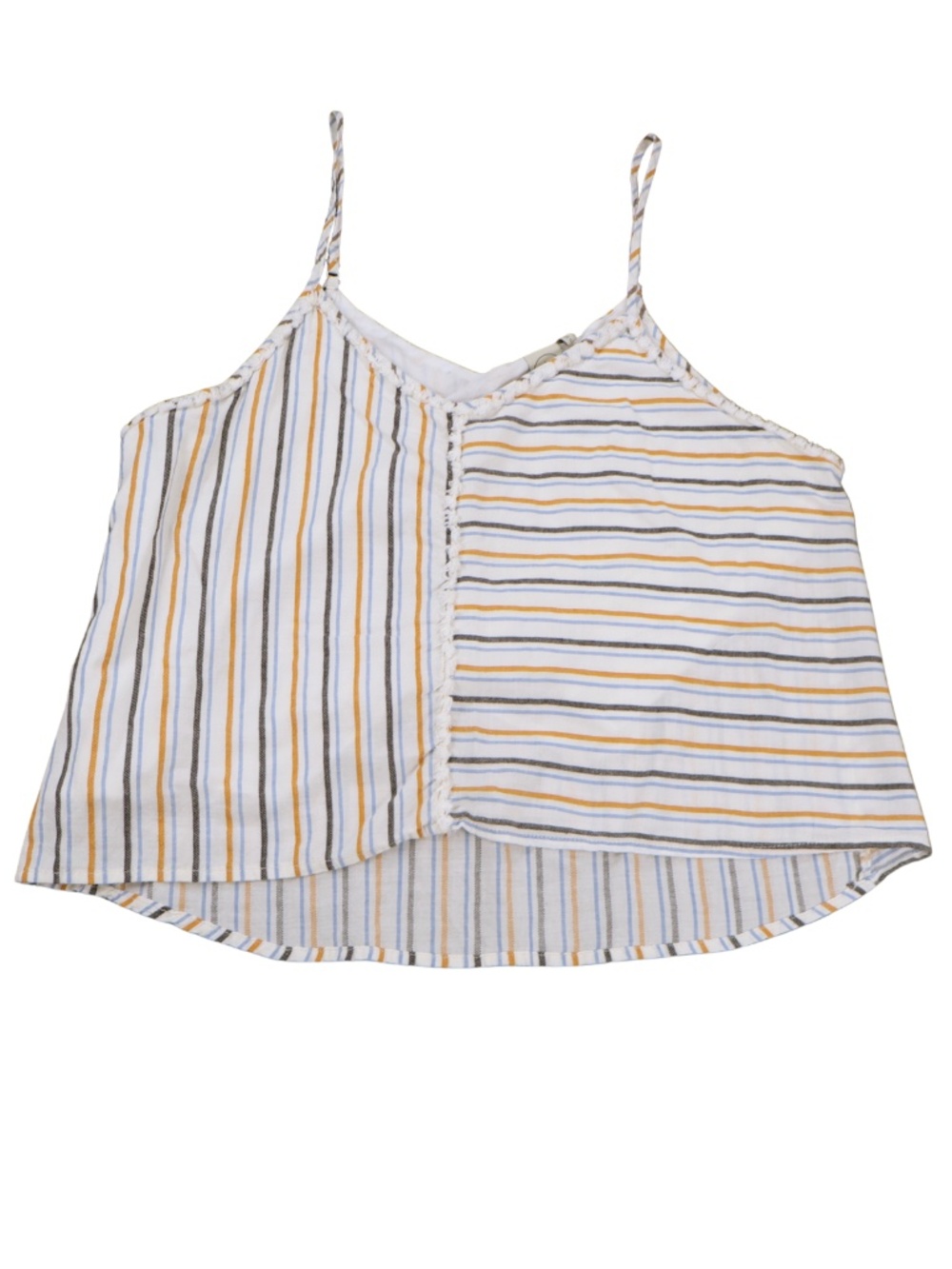 Paper Crane Striped Fringe Trim Tank Top Small Boho Swing Cami